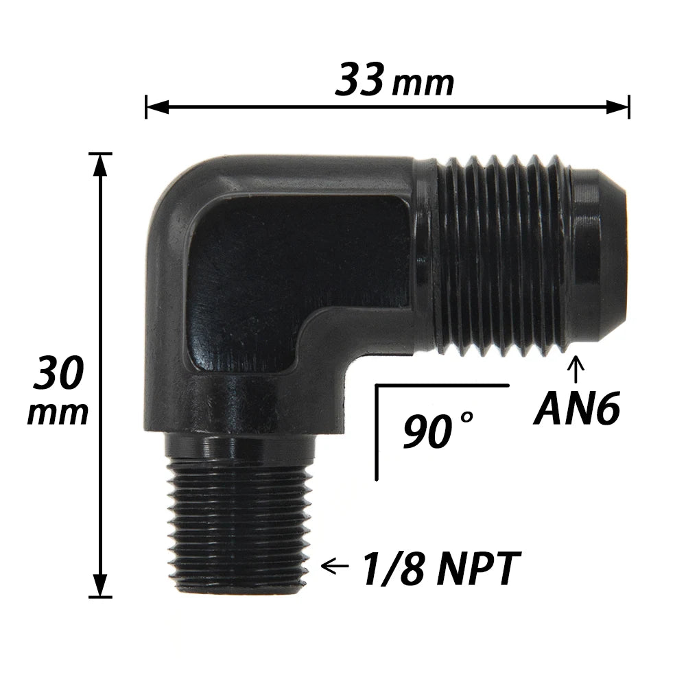 Universal ALUMINIUM AN6 AN8 6AN 8AN 10AN to 1/8 1/4 NPT 90 Degree MALE Flare Union Fuel Fitting Adapter