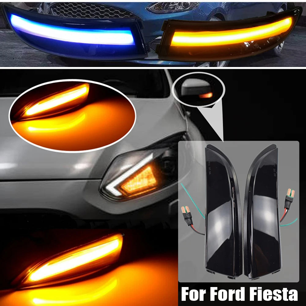 Dynamic LED Turn Signal Light Flowing Side Wing Rearview Mirror Blinker Indicator For Ford Fiesta Mk7 2008-2017 For Ford B-Max