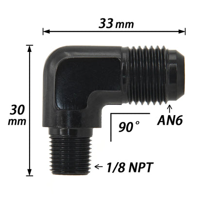 Universal ALUMINIUM AN6 AN8 6AN 8AN 10AN to 1/8 1/4 NPT 90 Degree MALE Flare Union Fuel Fitting Adapter