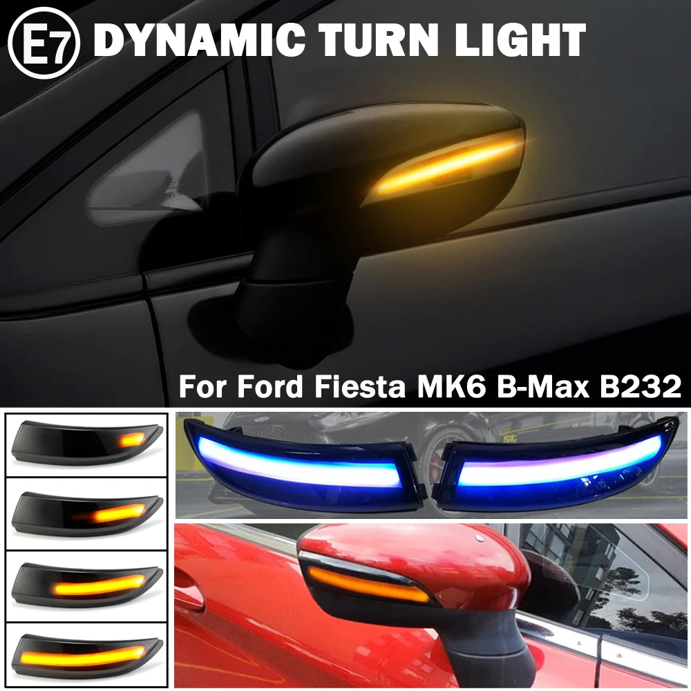 Dynamic LED Turn Signal Light Flowing Side Wing Rearview Mirror Blinker Indicator For Ford Fiesta Mk7 2008-2017 For Ford B-Max