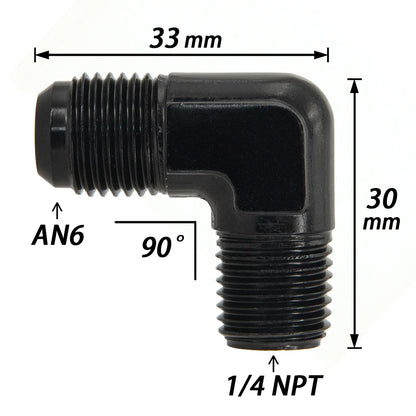 Universal ALUMINIUM AN6 AN8 6AN 8AN 10AN to 1/8 1/4 NPT 90 Degree MALE Flare Union Fuel Fitting Adapter