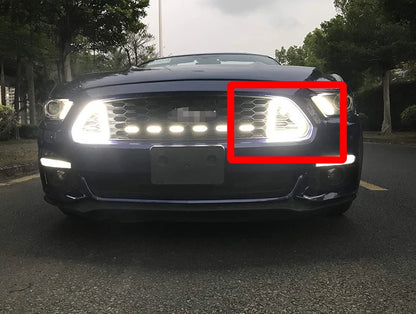 For Ford Mustang 2015 2016 2017 Front Grille Hood Bumper White Led DRL Daytime Running Lights