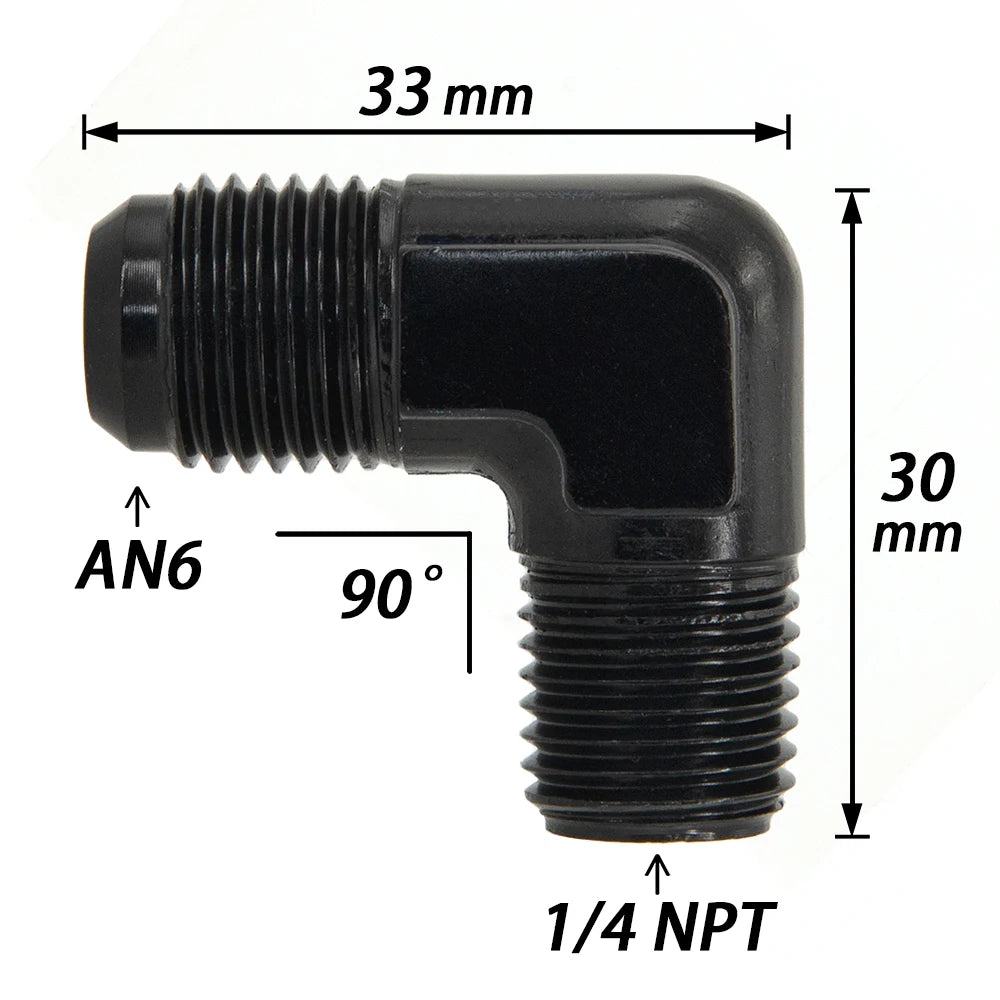 Universal ALUMINIUM AN6 AN8 6AN 8AN 10AN to 1/8 1/4 NPT 90 Degree MALE Flare Union Fuel Fitting Adapter