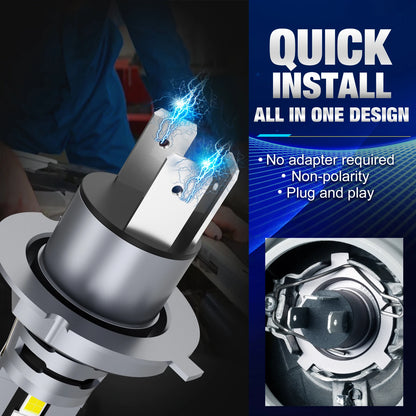 40000LM Canbus H4 LED Headlight Bulbs 9003 HB2 High Low Beam 120W Car Lights 24 CSP 3570 Turbo Led Diode Lamps 12V 6500K