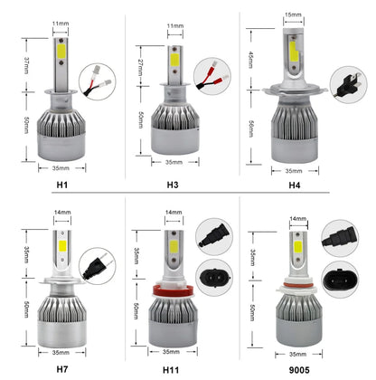 C6 Auto Led Headlight Bulbs H3 H1 H4 H7 H11 880 881 H27 Bulbs 9005 HB3 H10 HB4 9006 H13 6000K 12V Auto Headlamps