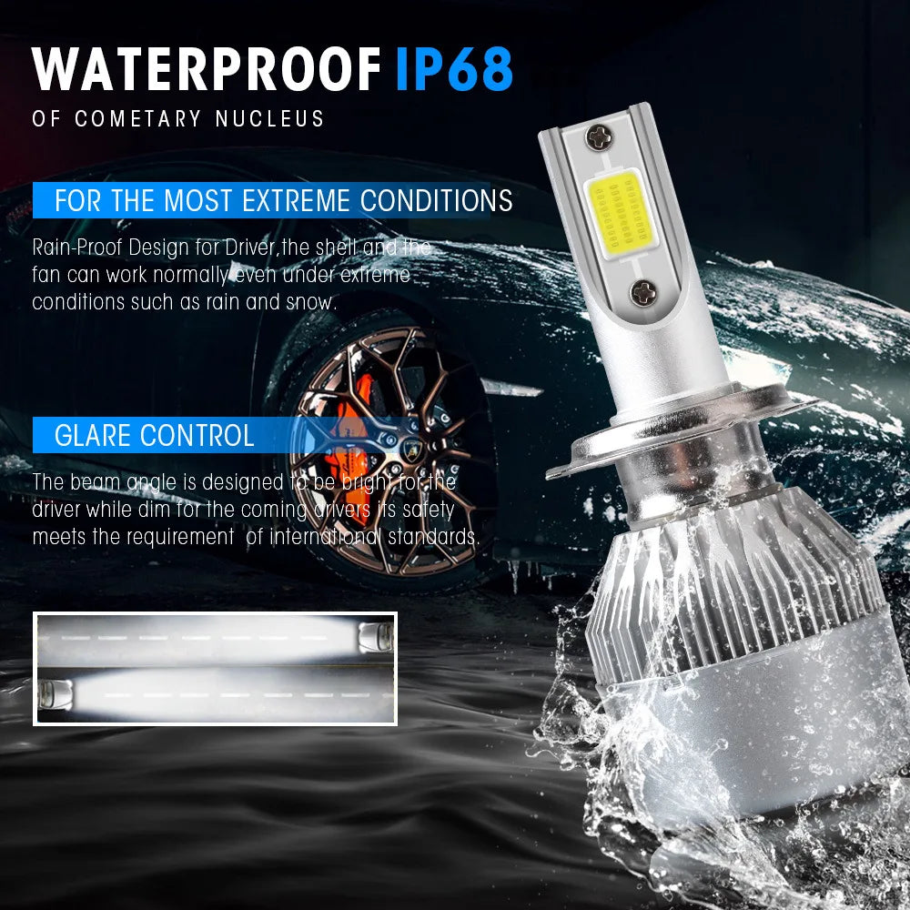 Led Headlight Bulbs H3 H4 H7 LED Car Waterproof Lamp Super Bright CSP LED Headlight DRL Lamp Kit High Low Beam