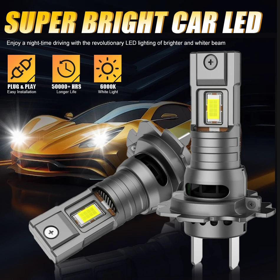 3200W H7 LED Headlight Canbus No Error 3500000LM Plug&Play 1:1 Size 12V Mini Diode Plug&Play Turbo Car Headlamp Wireless 6000K