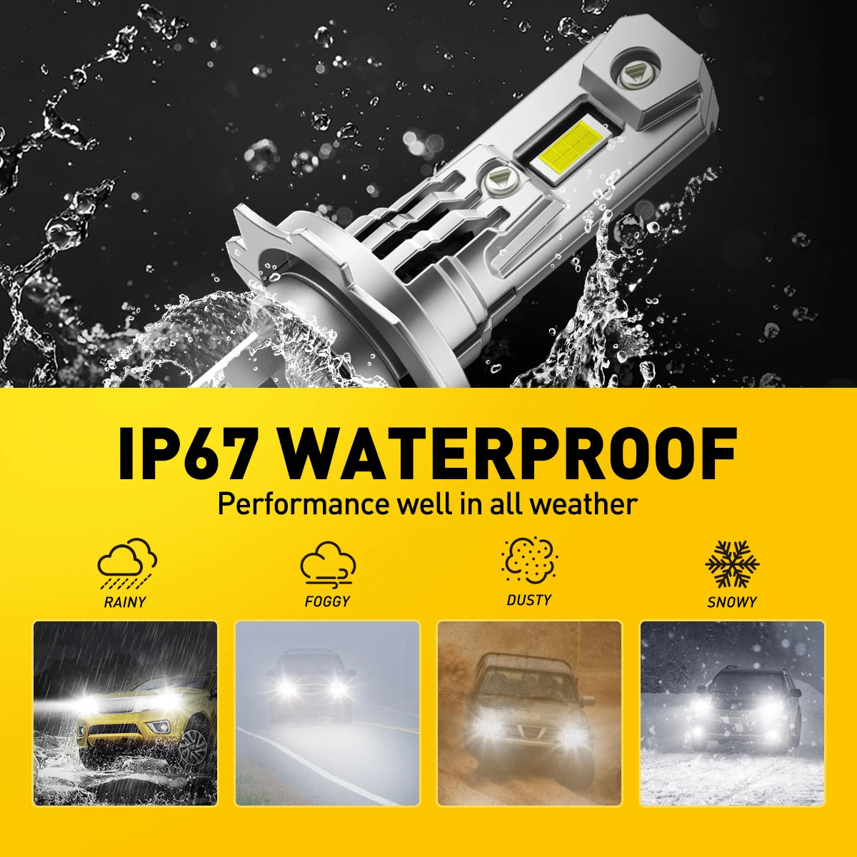 AUXITO 2Pcs Turbo H7 LED Canbus No Error Headlight Bulbs with Fan 100W High Power H7 LED Car Head Light Lamp CSP Chip 20000LM