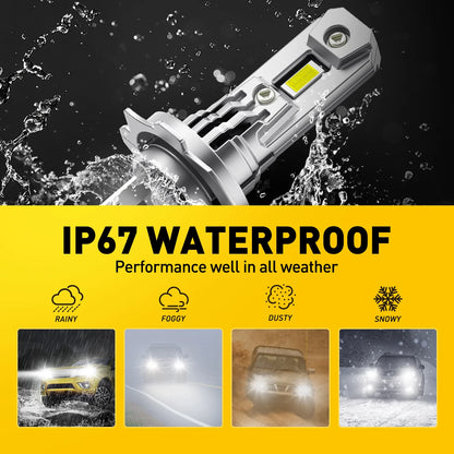 AUXITO 2Pcs Turbo H7 LED Canbus No Error Headlight Bulbs with Fan 100W High Power H7 LED Car Head Light Lamp CSP Chip 20000LM