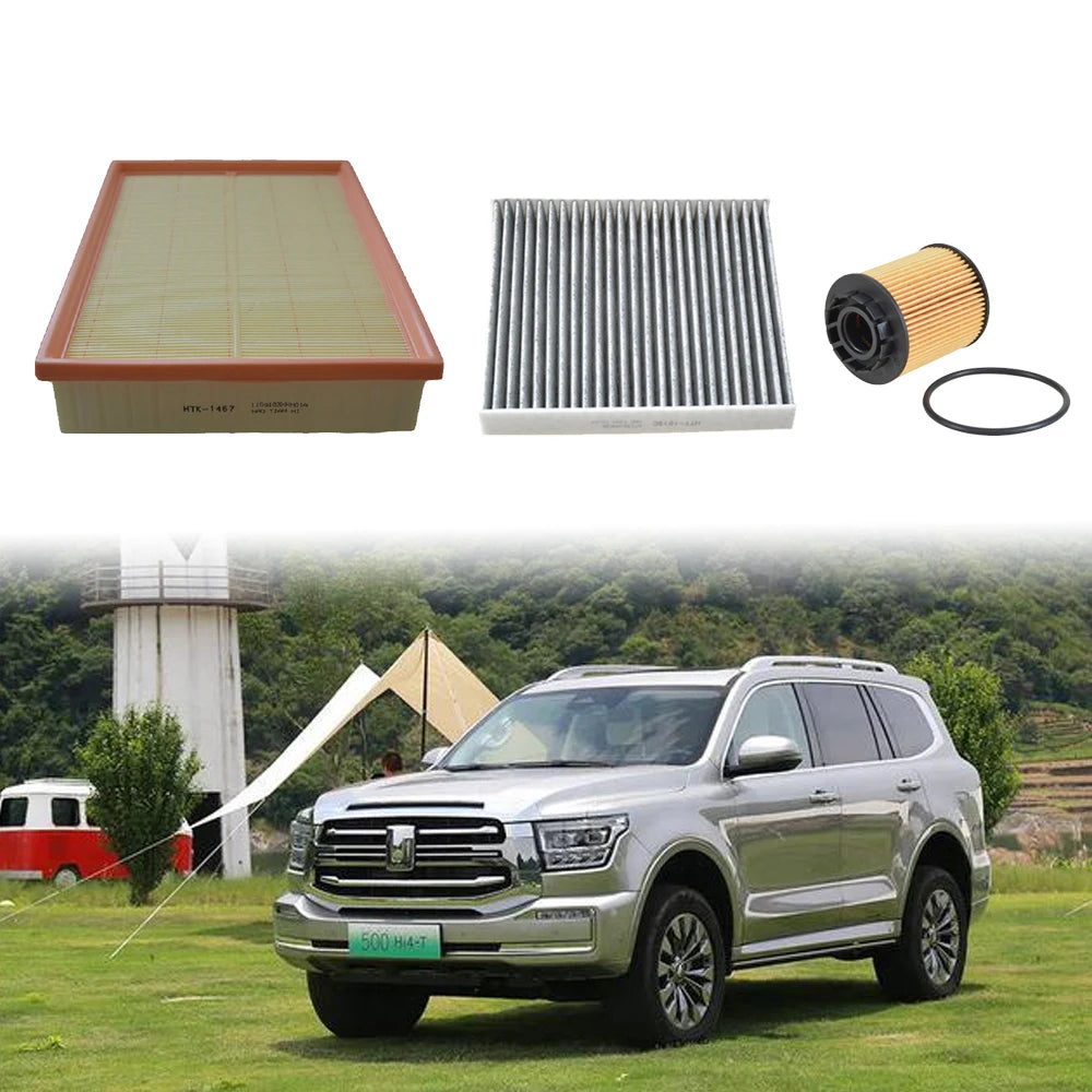 3pcs Filter Set For GWM TANK 500 Hi4-T 2.0T-Hybrid 2023 2024 E20NA Engine Cabin A/C Fresh Air Oil Filter Kit Parts 1017105XEN01