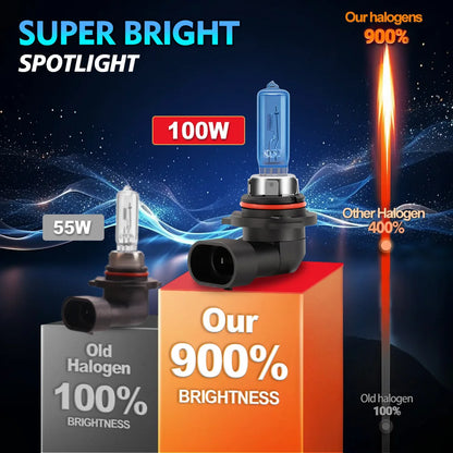 2Pcs H1 H4 H7 H11 H13 HB3 9005 HB4 9006 Car Headlight Bulbs 12V 100W H9 880 9145 9012 5202 Halogen Lamps 6000K White Fog Lights