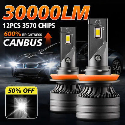 2PCS 9005 9006 LED Car Headlights Led H11 HB3 HB4 30000LM 6000K White Plug and Play Light Bulb Headlight Replacement Accessories