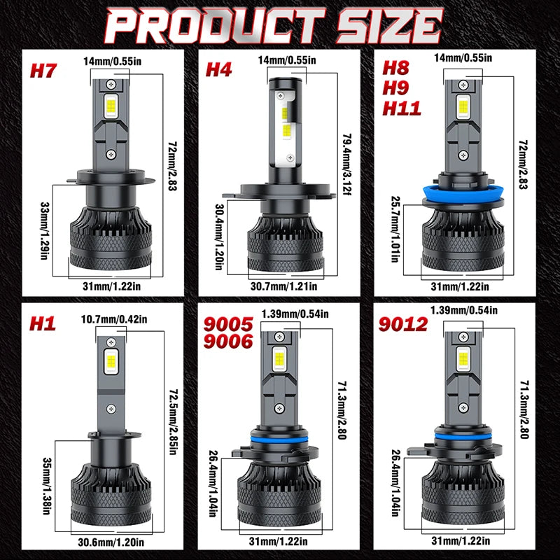 Dualvision Car LED Headlight H7 LED H4 H1 H8 H11 HB3 HB4 9005 9006 9012 6000K 350W 80000LM Auto LED Lamp Turbo Fog Lights 12V