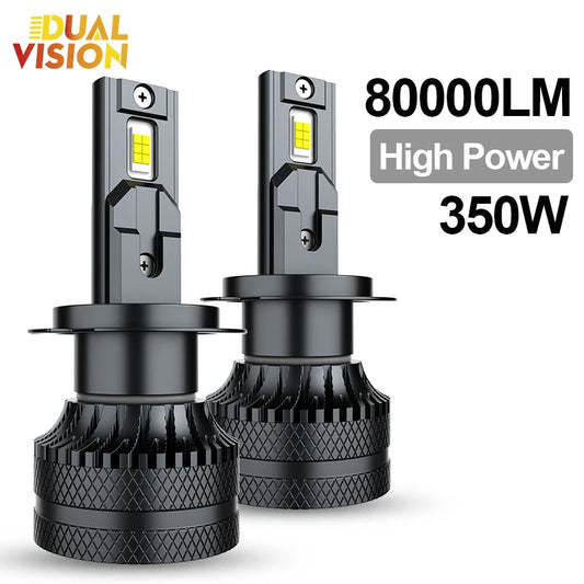 Dualvision voiture phare LED H7 LED H4 H1 H8 H11 HB3 HB4 9005 9006 9012 6000K 350W 80000LM auto LED lampe Turbo feux antibrouillard 12V