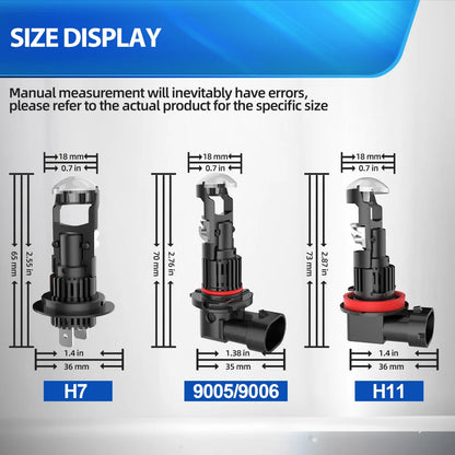 LED H11 Mini Lens Projector Car Lamp 28000LM H7 9005 9006 HB3 HB4 LHD 6000K White Headlight Left Hand Drive 12V CSP Chip Bulbs