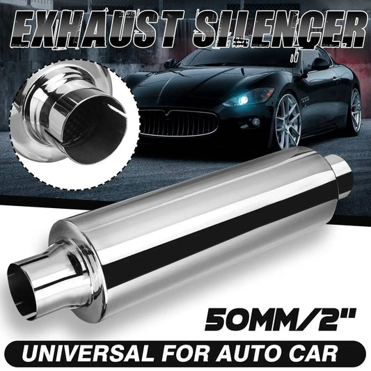 2" 50mm Universal Car Resonator Exhaust Pipe Muffler Stainless Steel Muffler Tip Exhaust Tail Tube Silencer 16inch Long