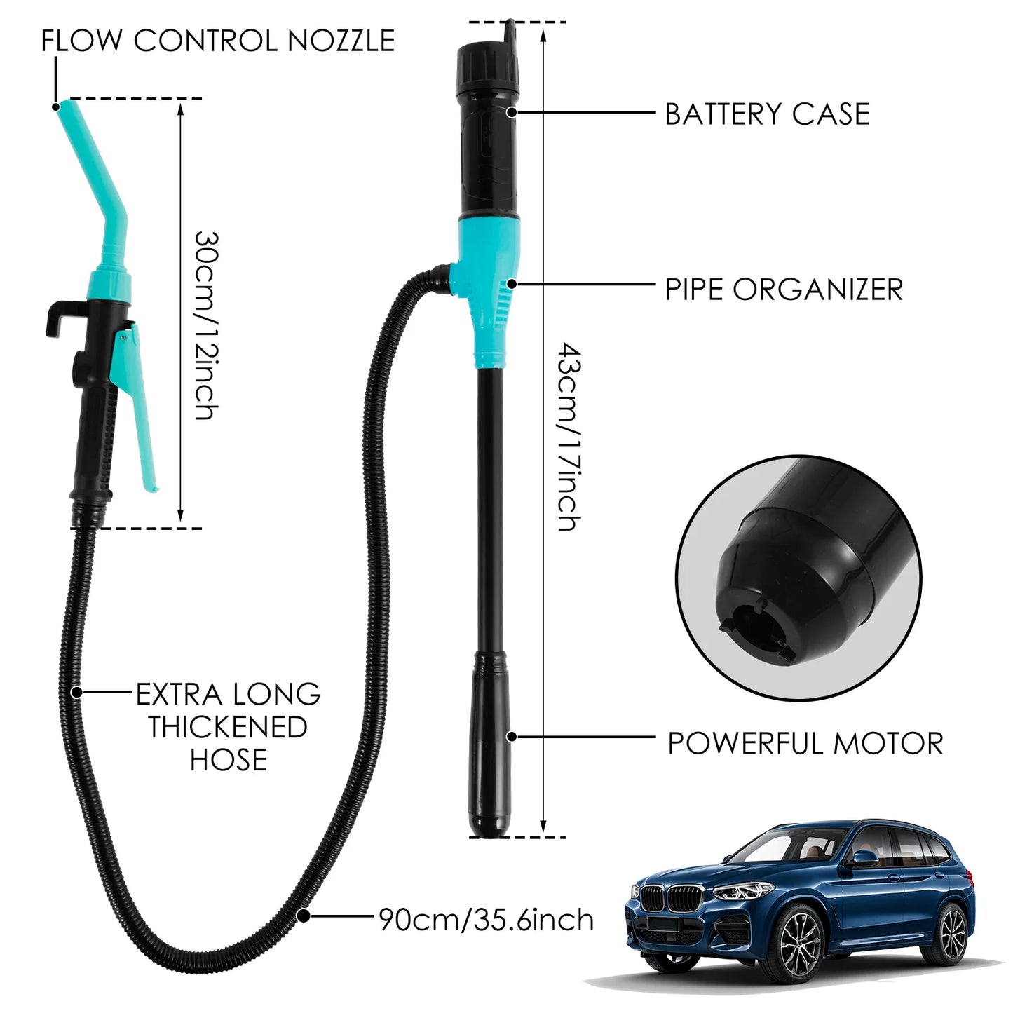 Electric Hand Pump Portable Transfer Pump Battery Powered Siphon Liquid Extractor 2.2 Gallons per Min For Gasoline Diesel Fuel