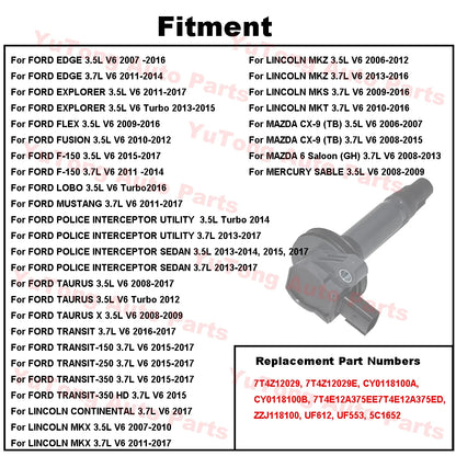 Ignition Coil For FORD EDGE EXPLORER FUSION TRANSIT-350 F150 FLEX MAZDA CX-9 6 LINCOLN MKX Accessories 7T4E-12A375-ED CY0118100B