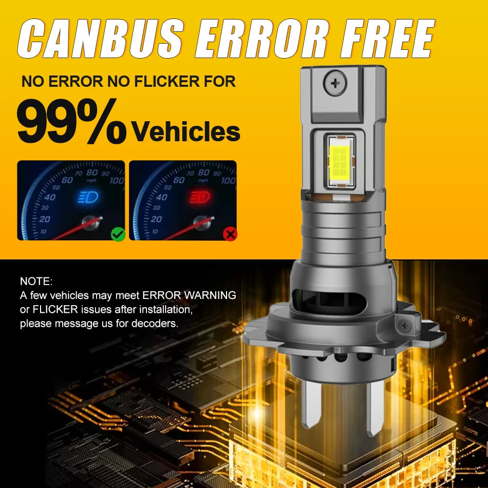 3200W H7 LED Headlight Canbus No Error 3500000LM Plug&Play 1:1 Size 12V Mini Diode Plug&Play Turbo Car Headlamp Wireless 6000K