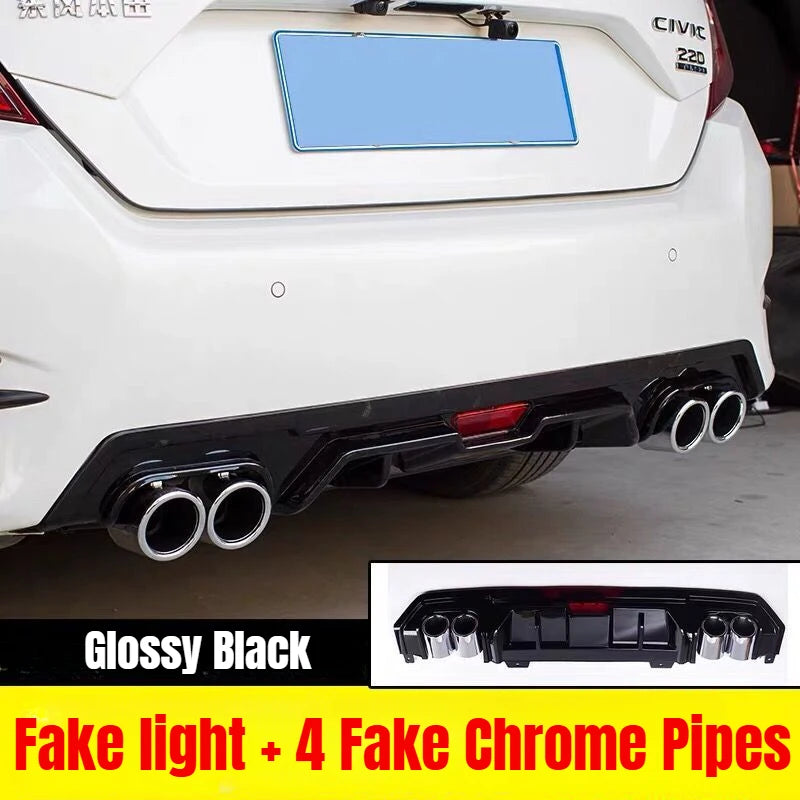 High Quality Sporty Style Rear Bumper Protector Guard Cover Difuser Body Kit For Honda Civic 10th Gen 4DR 2016 2018 2019 2017