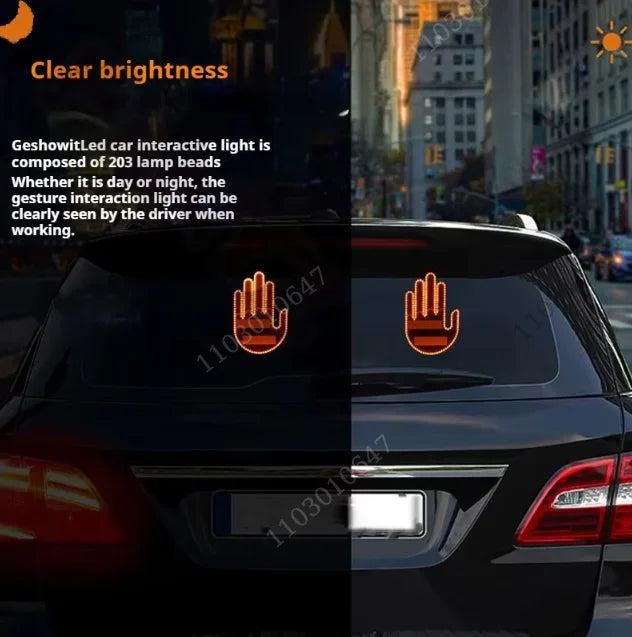 1PC New Car SUV Interior Rear Windshield Middle Finger Hand Lamp Remote Controlled Finger Warning Brake Light LED Gesture Lights