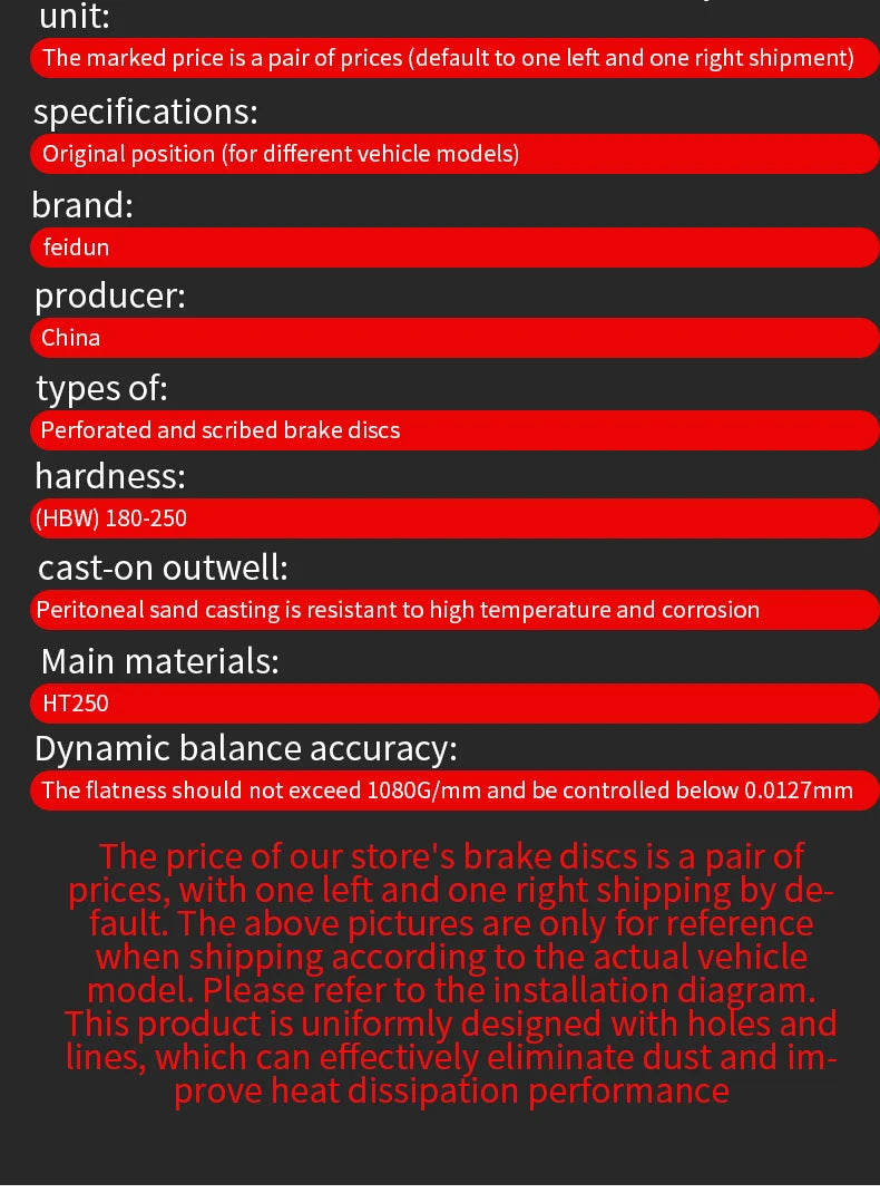 High quality Resolve brake shaking Noiseless Car brake discs For Chrysler 200 Convertible 300C SRT8 300M Aspen Cirrus Concorde