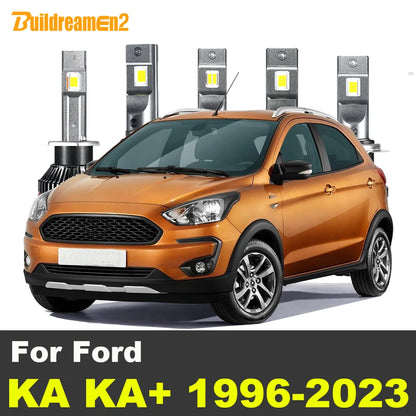 2 Pieces LED Headlight Low High Beam 100W High Bright Car Front Canbus Head Light Accessories For Ford KA KA+ 1996-2023