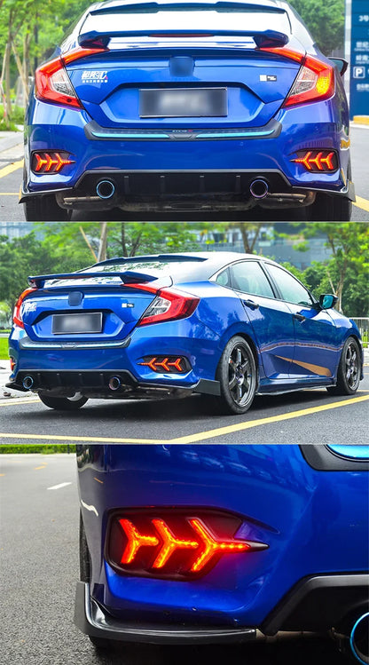 Car LED Rear Bumper Lamps For Honda Civic 2016 - 2020 Brake Light Turn Signal Backup Reflector Lamp Taillights Car Fog lamp
