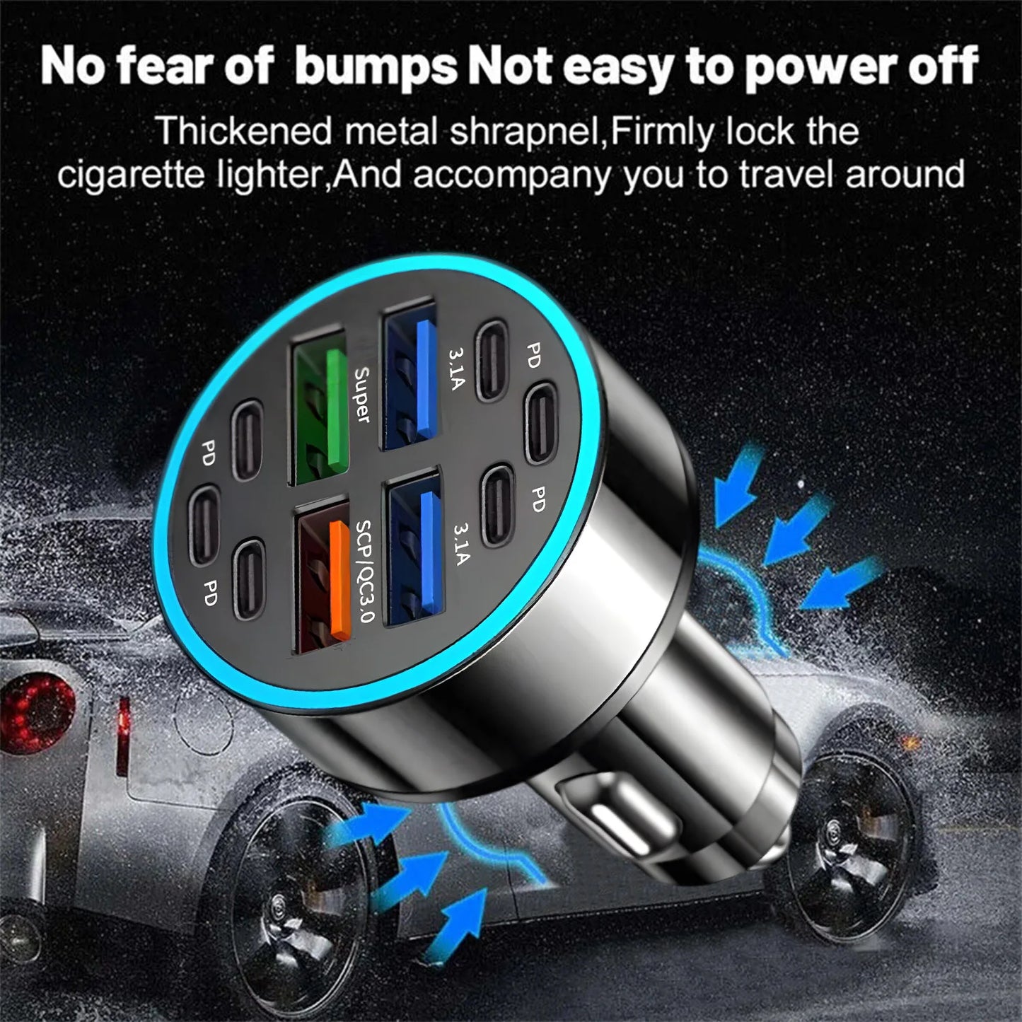 6PD+4USB Super Fast Charging Car Charger 10 in 1 Efficient Adapter Electrical Equipment Charging Systems Battery Charging Units