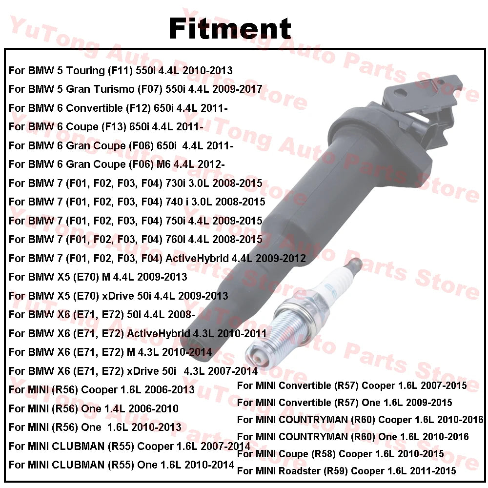For BMW 550i 740i F10 F11 F01 F02 E70 E71 3.0L 4.4L 2009/ MINI COUNTRYMAN R60 1.6L 2010 Ignition Coil & Spark Plug Accessories