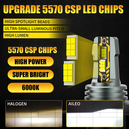 AILEO 2Pcs 200W 22000LM LED Lights H4 6500K Headlight Bulb Hi/Lo Beam Mini Size Design Wireless For Car Lamp CSP 5570 Chip White