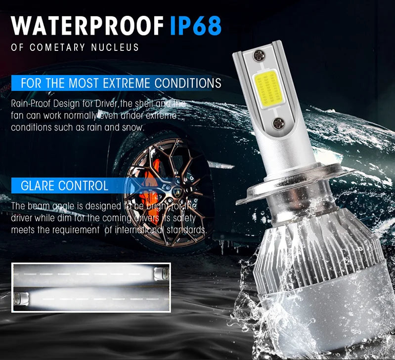 C6 Auto Led Headlight Bulbs H3 H1 H4 H7 H11 880 881 H27 Bulbs 9005 HB3 H10 HB4 9006 H13 6000K 12V Auto Headlamps