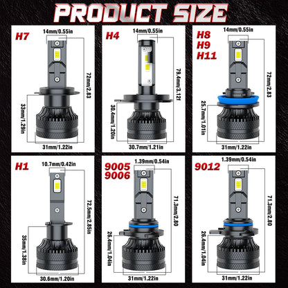 Dualvision Car LED Headlight H7 LED H4 H1 H8 H11 HB3 HB4 9005 9006 9012 6000K 350W 80000LM Auto LED Lamp Turbo Fog Lights 12V