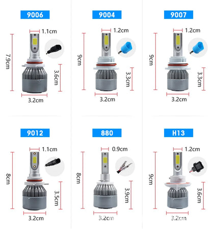 C6 Auto Led Headlight Bulbs H3 H1 H4 H7 H11 880 881 H27 Bulbs 9005 HB3 H10 HB4 9006 H13 6000K 12V Auto Headlamps