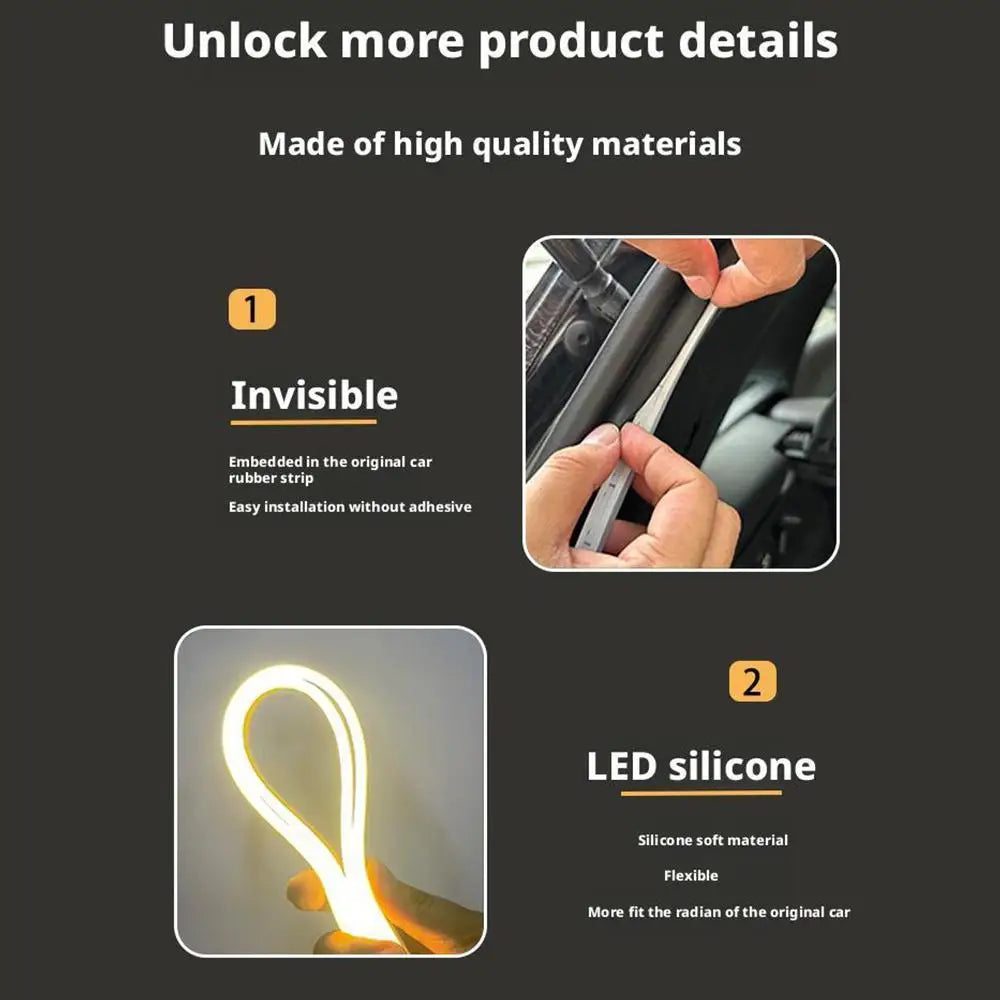 Car high brightness trunk lighting ambient light interior decoration LED wiring free automatic sensing tailgate light strip