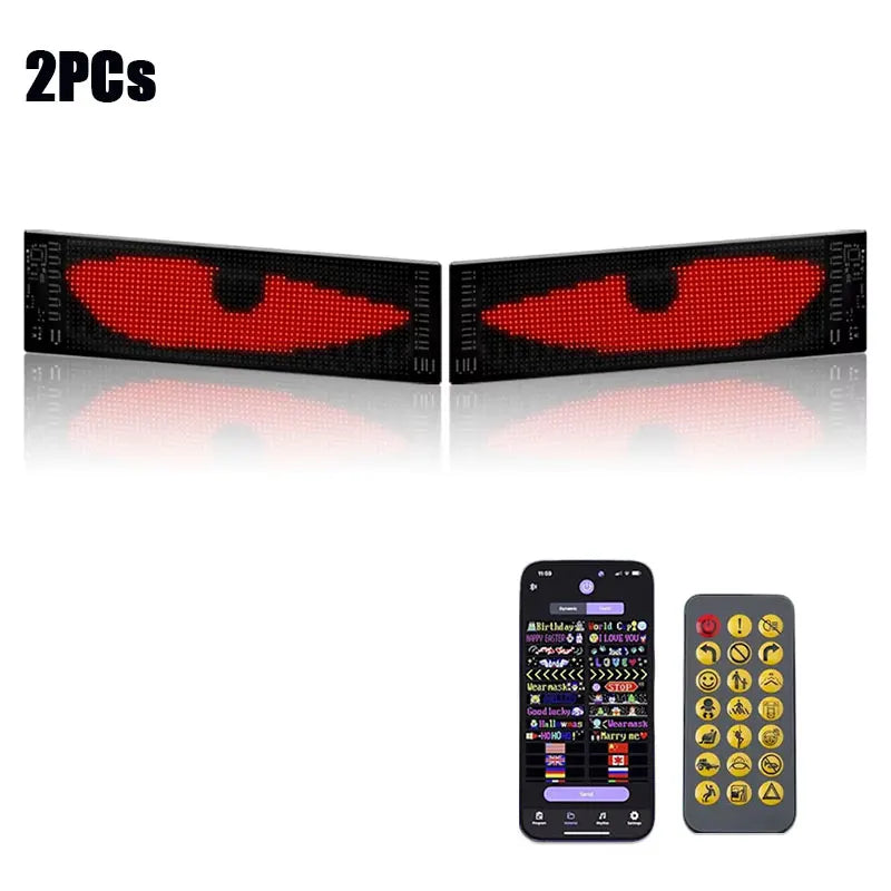 2PCS Demon Eyes Car Soft Screen LED Pixel Panel Light DIY Programmable Flexible Decoraive Light For Car Truck Board Windshield