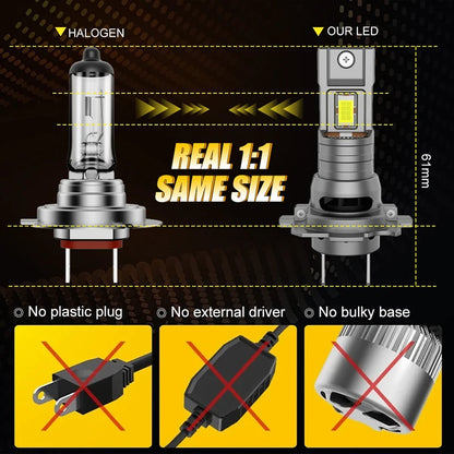 3200W H7 LED Headlight Canbus No Error 3500000LM Plug&Play 1:1 Size 12V Mini Diode Plug&Play Turbo Car Headlamp Wireless 6000K