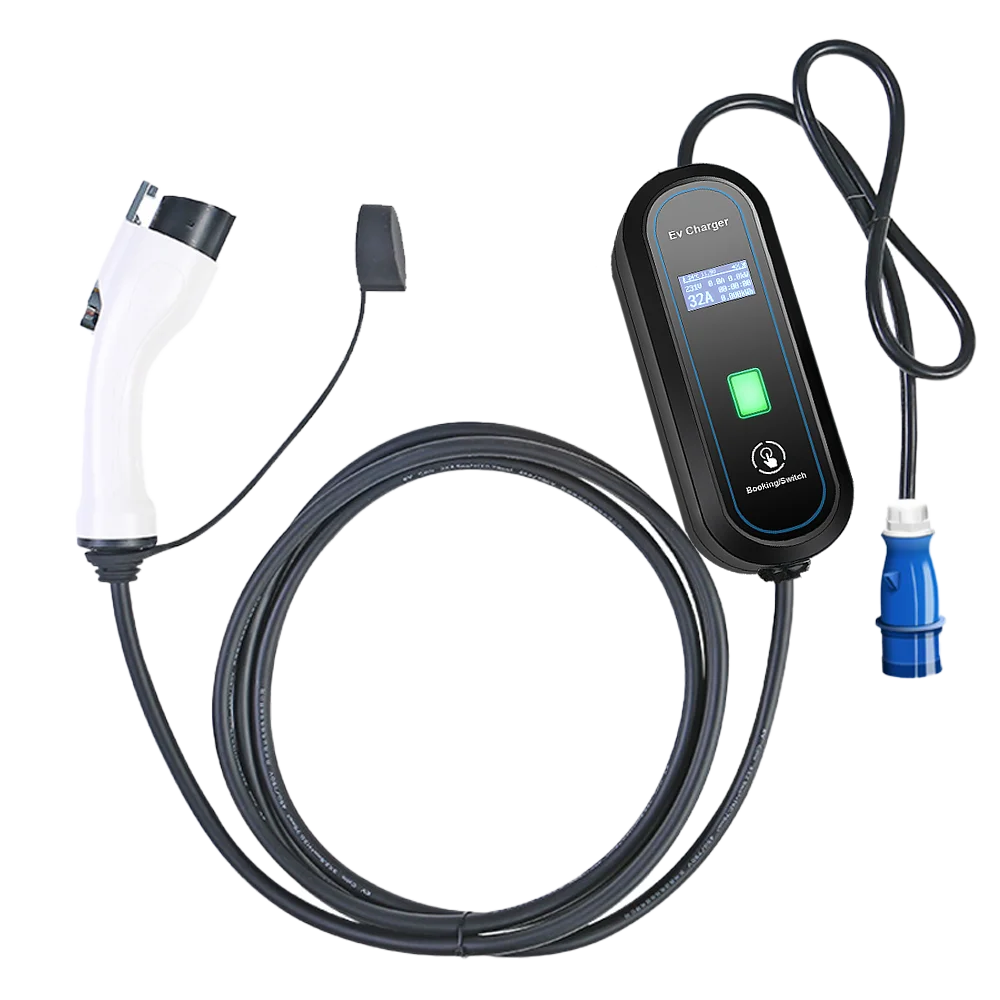 Teschev Level 2 EV Charger GBT Standard 10A/16A/20A/24A/32A 1P 7KW Wallbox Cable 5m For Electric Vehicle China Cars