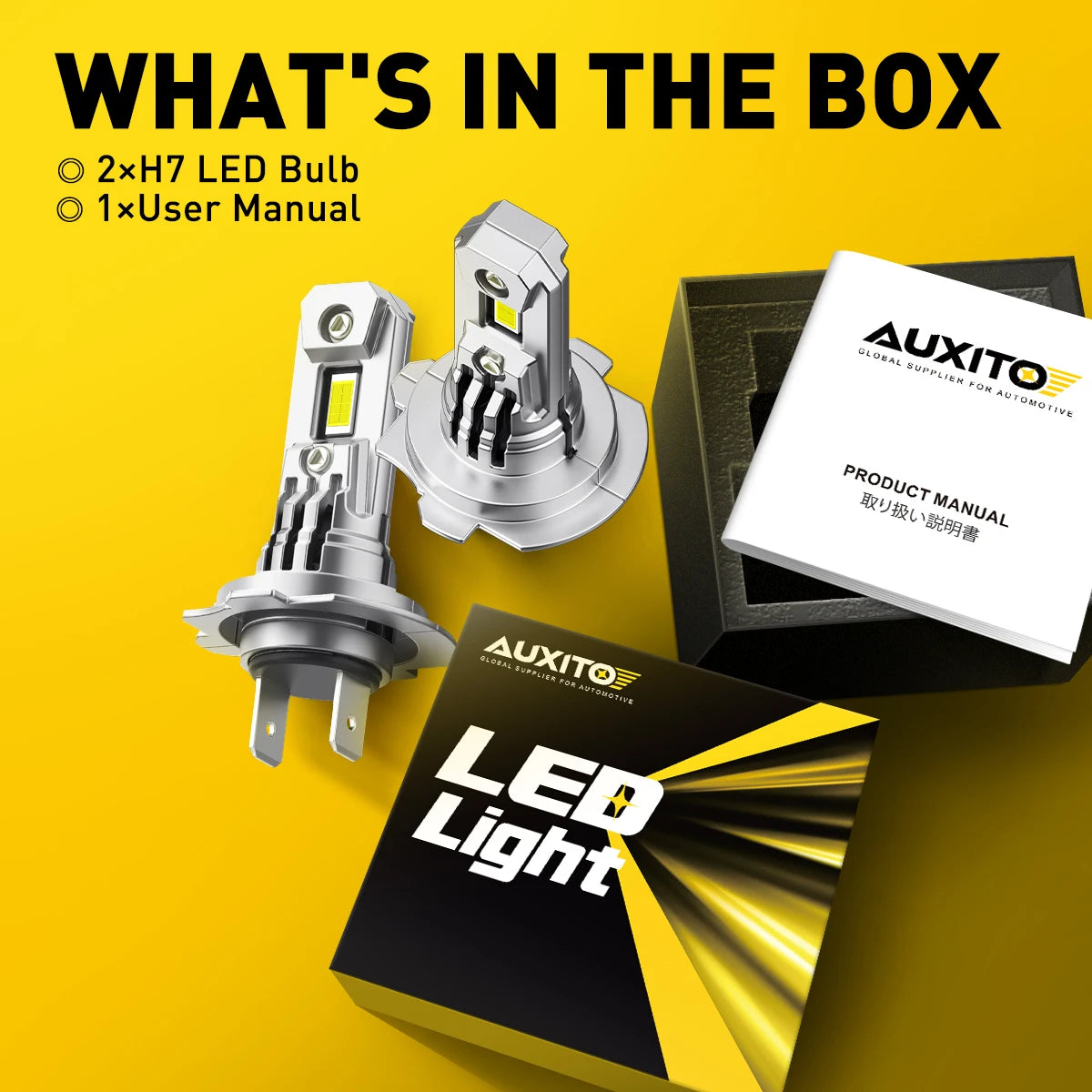 AUXITO 2Pcs Turbo H7 LED Canbus No Error Headlight Bulbs with Fan 100W High Power H7 LED Car Head Light Lamp CSP Chip 20000LM