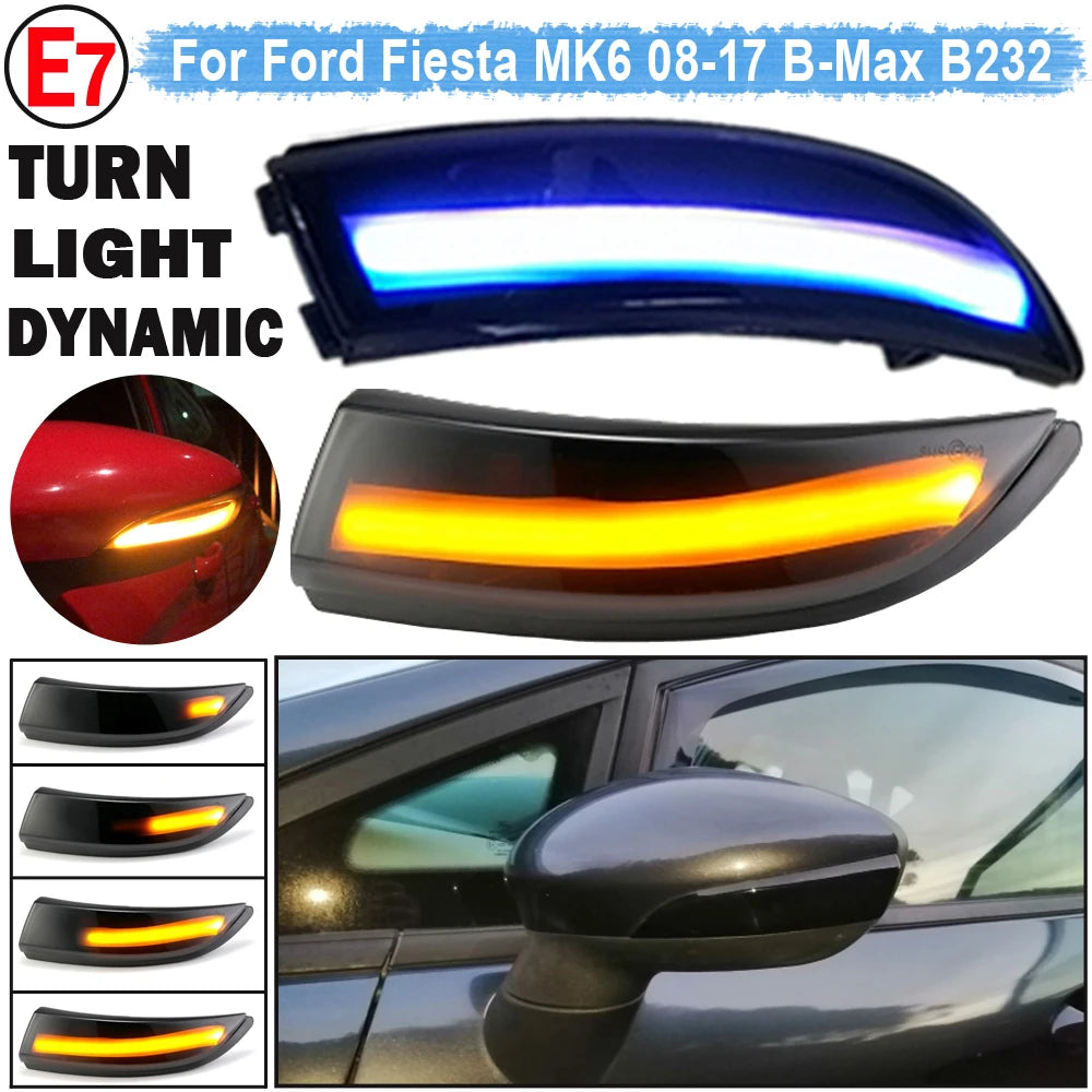 Dynamic LED Turn Signal Light Flowing Side Wing Rearview Mirror Blinker Indicator For Ford Fiesta Mk7 2008-2017 For Ford B-Max