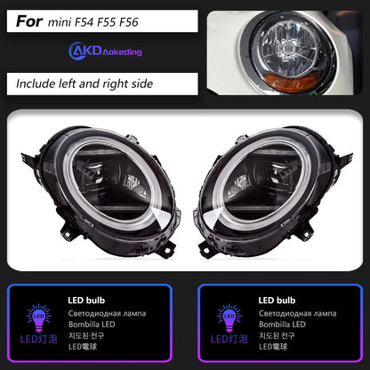 AKD phare pour MINI F55 F56 phare LED 2014-2022 phares F56 F54 F57 DRL clignotant haute Beam angel eye Projector Lens