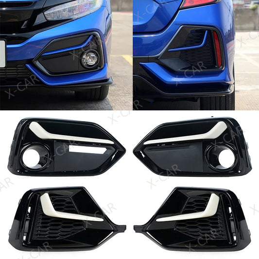 Pour Honda Civic Hatchback 2020 2021 avant arrière pare-chocs feu antibrouillard Foglamp Trim cache Frame Shell Lid Bezel (livraison : 5 à 12 jours)