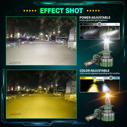 HYNBYZJ H7 LED Headlight AI Mobile APP Control 1500W 3000K-8000K Smart LED Chip High Power for H4 H7 9005 9006 Car Accessories