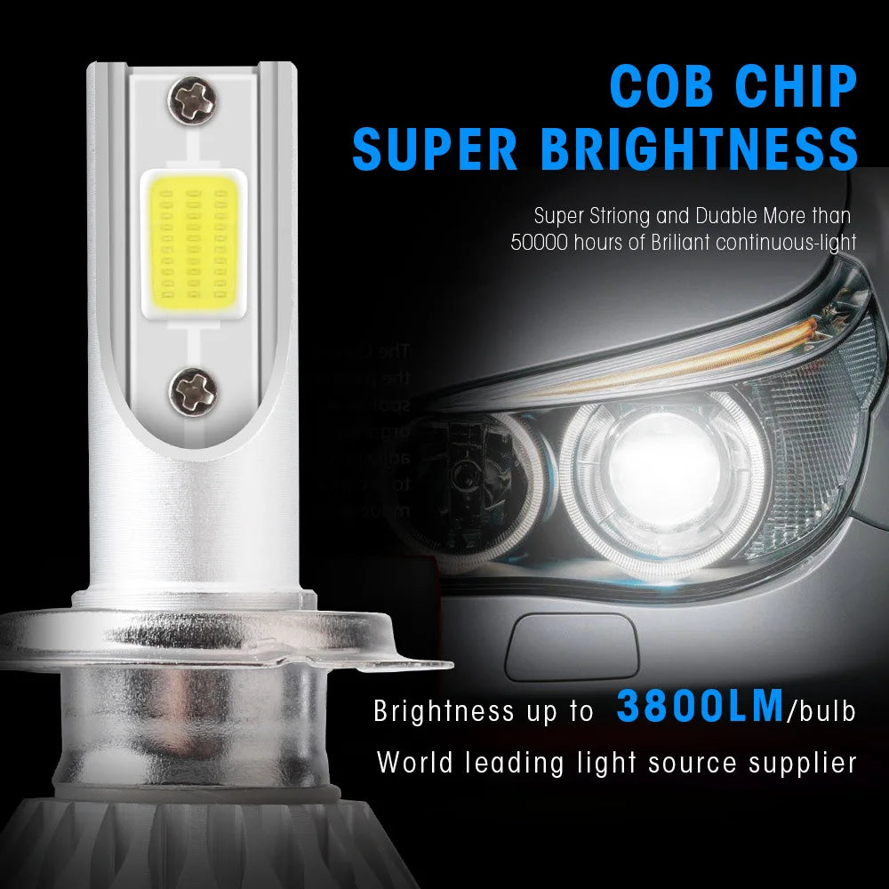 Led Headlight Bulbs H3 H4 H7 LED Car Waterproof Lamp Super Bright CSP LED Headlight DRL Lamp Kit High Low Beam