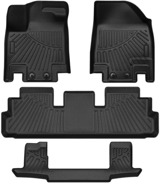 4pièces voiture tapis de sol Liners +3rd Row +2nd row Bench Compatible pour 2022-2023 Nissan Pathfinder All Weather étanche (livraison : 5 à 12 jours)