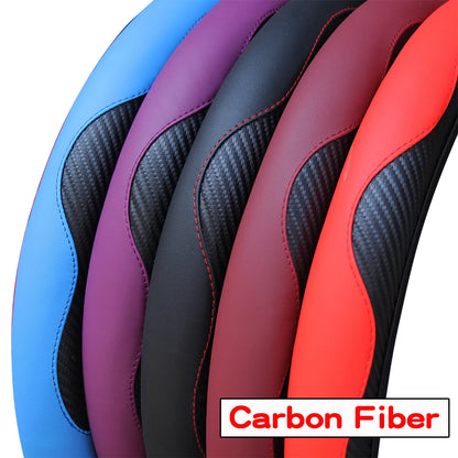 PU fibre de carbone cuir voiture housse de volant sans Inner Ring adapté à 14.5-15 Inches of automobile Supplies