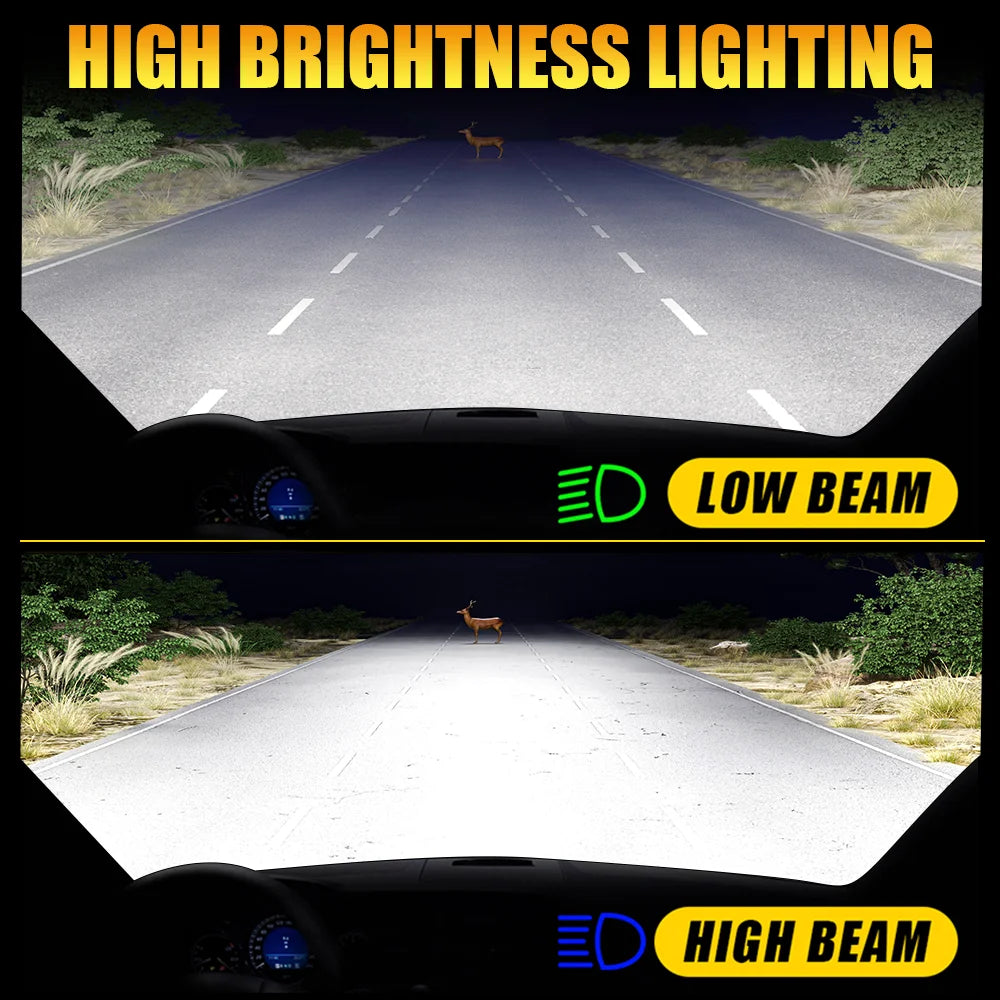 AILEO 2Pcs 200W 22000LM LED Lights H4 6500K Headlight Bulb Hi/Lo Beam Mini Size Design Wireless For Car Lamp CSP 5570 Chip White