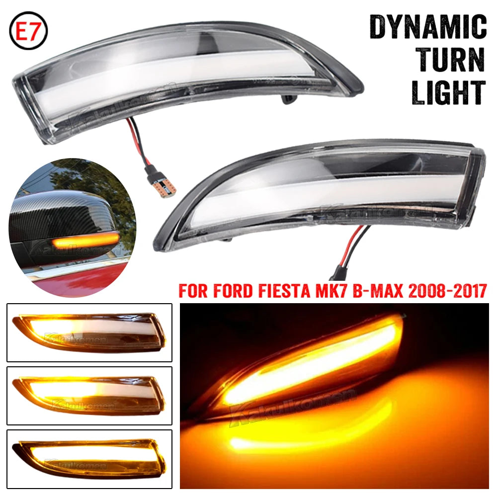 Dynamic LED Turn Signal Light Flowing Side Wing Rearview Mirror Blinker Indicator For Ford Fiesta Mk7 2008-2017 For Ford B-Max