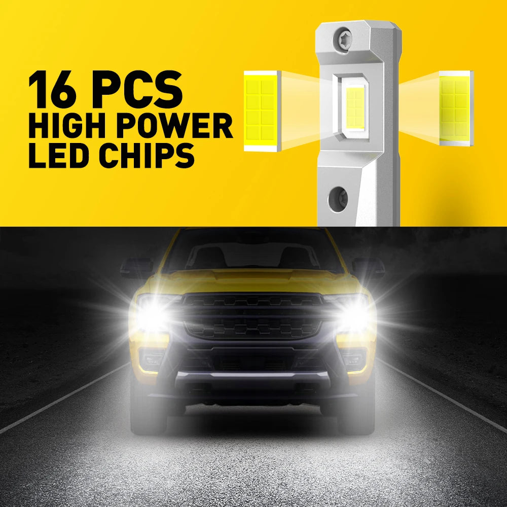 AUXITO 2Pcs H8 H11 LED Headlight Bulb 16000LM 9005 HB3 9006 HB4 H16 JP H9 LED Fog Lamp Super Bright 6500K White Automobile Light