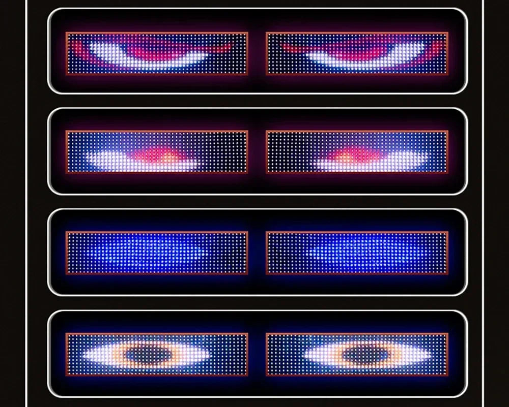 2PCS Devil Eyes Light Car Windshield Flexible LED Display Programmable Pixel Screen APP Control Remote RGB Dynamic Big Eye Light